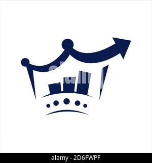 king seo logo vector search engine optimization economic sale bar and crown symbol graphic design illustrations Stock Vector