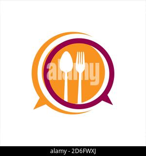 Spoon and Fork logo vector illustration for cafe or restaurant and cooking business Stock Vector
