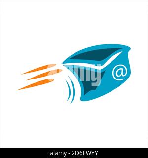 flying email icon on a white background in modern design style Stock Vector