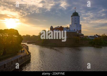October sunset at the Vyborg castle. Leningrad region, Russia Stock Photo