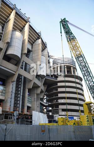 Madrid, Spain. 17th Oct, 2020. A view of the stadium during its renovation. The new Bernabeu Stadium with a 360-degree scoreboard, new leisure spaces and a retractable roof is originally to be finished in the summer of 2022 after undergoing renovation. It will be the most modern stadium in the world Credit: CORDON PRESS/Alamy Live News Stock Photo