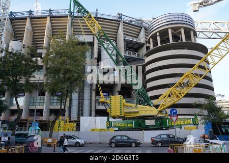 Madrid, Spain. 17th Oct, 2020. A view of the stadium during its renovation. The new Bernabeu Stadium with a 360-degree scoreboard, new leisure spaces and a retractable roof is originally to be finished in the summer of 2022 after undergoing renovation. It will be the most modern stadium in the world Credit: CORDON PRESS/Alamy Live News Stock Photo