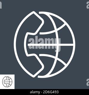 International Call Thin Line Vector Icon. Stock Vector