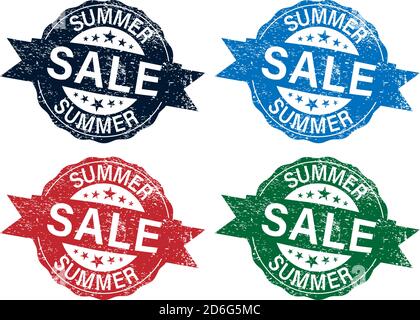 Summer sale grungy stamp isolated on white background Stock Vector