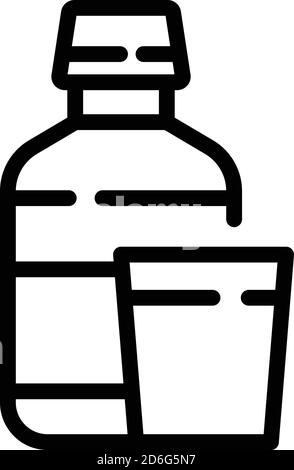 Mouthwash bottle glass icon, outline style Stock Vector