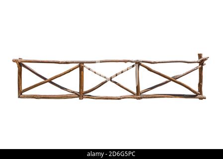 Wooden fence from logs isolated on white background Stock Photo - Alamy