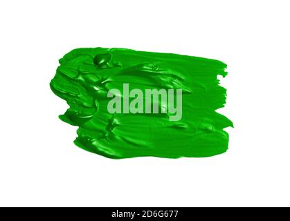 green oil paint stain isolated on white background Stock Photo