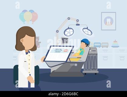 Dental checkup concept with dentist and patient flat design vector illustration Stock Vector