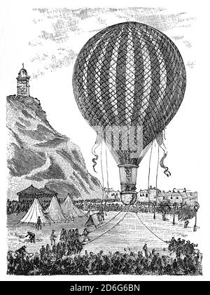 The Siege of Paris, lasting from 19 September 1870 to 28 January 1871, and the consequent capture of the city by Prussian forces, led to French defeat in the Franco-Prussian War. During the seige, balloons served to carry the mail and diplomats outside the city safely from Prussian attack. Stock Photo