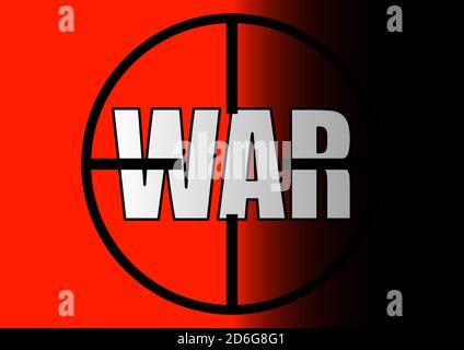 Telescopic sight of a weapon on a red and black background. Stock Vector