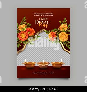 Diwali Poster Template. Stock Vector