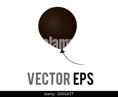 The isloated vector gradient black air balloon on string icon, congratulations, celebrate happy halloween, birthday Stock Vector