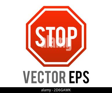 The isolated vector gradient red octagonal road warning sign with word STOP icon Stock Vector