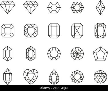 Diamond Shape Icons Black & White Thin Line Set Big Stock Vector