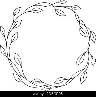 Hand drawn vector floral wreath with leaves. Design elements for wedding invitations, logo, greeting cards, blogs, posters and more. Vector illustration Stock Vector