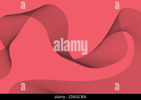 Abstract background made with repeated curvy lines in wave abstraction. Simple, modern, creative geometric vector art in red and black colors. Stock Photo