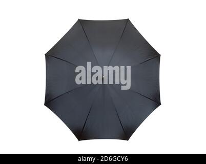 Black umbrella isolated on white background with clipping path, top view Stock Photo