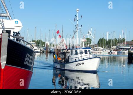 Schleswig-Holstein, Ostseeinsel Fehmarn, Burg auf Fehmarn, Burgstaaken, Fischereihafen Stock Photo