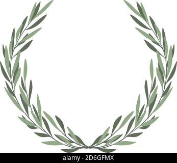 Olive tree border. Vector element. Olive frame vector. Olive branch wreath. Hand drawn natural vector frame. Vector illustration Stock Vector