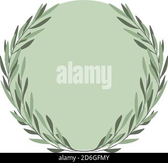 Olive wreath vector. Green hand drawing round frame. Olive branches background. Vector illustration Stock Vector