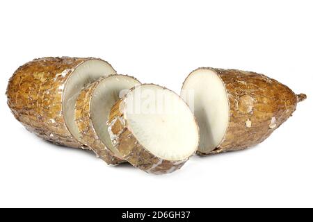 cassava tuber isolated on white background Stock Photo