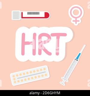 HRT (Hormone Replacement Therapy) acronym concept- vector illustration Stock Vector