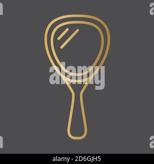 golden hand mirror icon- vector illustration Stock Vector