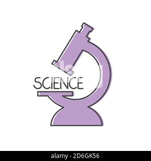 science word and microscope icon- vector illustration Stock Vector