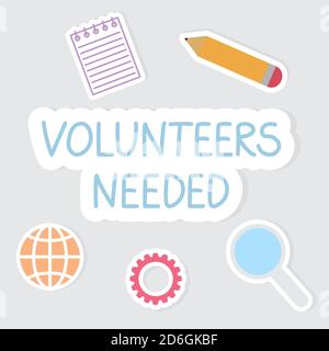 volunteers needed concept- vector illustration Stock Vector