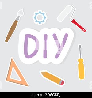 DIY (Do It Yourself) acronym concept - vector illustration Stock Vector