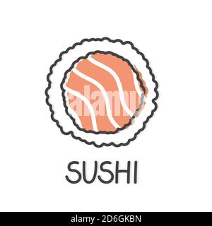sushi roll with salmon icon- vector illustration Stock Vector