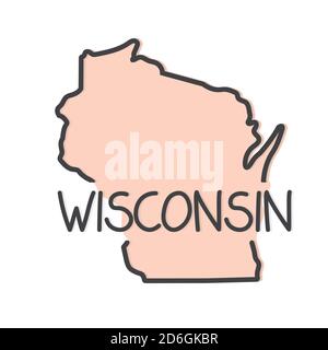 outline of Wisconsin map- vector illustration Stock Vector