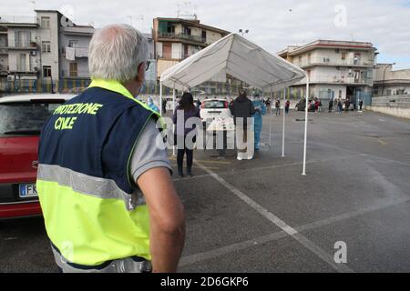 Arzano, Italy. 17th Oct, 2020. General view of drive-in COVID-19 test in Arzano suburb of Naples in Southern Italy. (Photo by Salvatore Esposito/Pacific Press) Credit: Pacific Press Media Production Corp./Alamy Live News Stock Photo