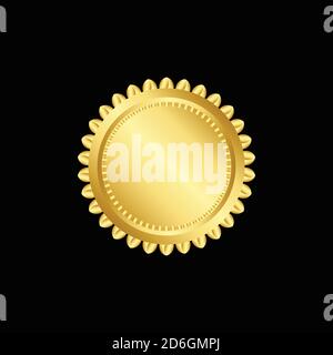 vector round golden badge isolated, seal stamp gold luxury elegant banner icon Stock Vector