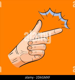 Finger snapping gesture icon. Hand snap fingers like make it easy concept. Arm make magic click. Cartoon style sign. Vector illustration Stock Vector