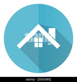 House, roof and window blue vector icon, flat design illustration in eps 10 Stock Vector
