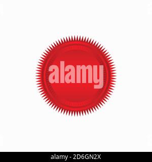Round red badge isolated on a white background, seal stamp red luxury elegant banner con, Vector illustration certificate red foil seal or medal isola Stock Vector