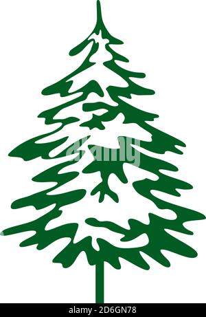 Green Christmas Tree. Vector illustration and Icon. Stock Vector