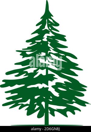 Green Christmas Tree. Vector illustration and Icon. Stock Vector