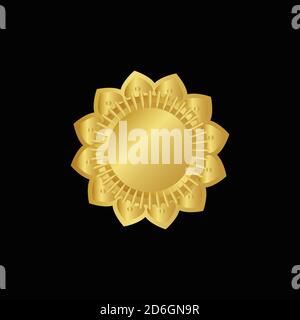 vector round golden badge isolated, seal stamp gold luxury elegant banner icon Stock Vector