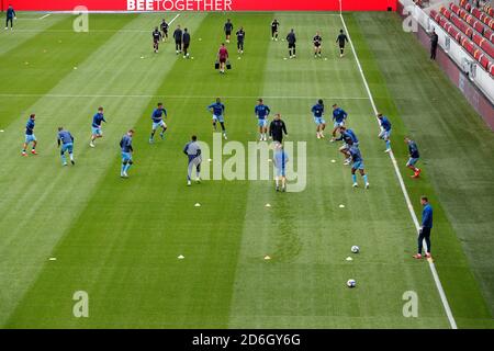 Brentford Community Stadium, London, UK. 17th Oct, 2020. English Football League Championship Football, Brentford FC versus Coventry City; Coventry City players warming up before kick off Credit: Action Plus Sports/Alamy Live News Stock Photo
