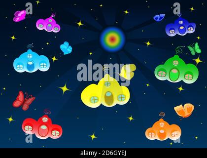 Vector Abstract image of the butterfly at a starry sky or space. Stock Vector