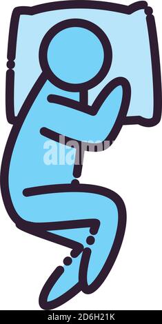sleeping man avatar line and fill style icon design, insomnia sleep and ...