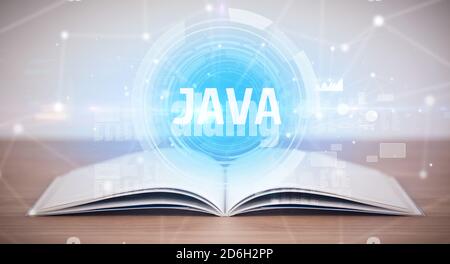 Open book with JAVA abbreviation, modern technology concept Stock Photo ...