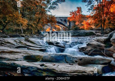 October at Berea Falls, Cleveland Ohio Stock Photo