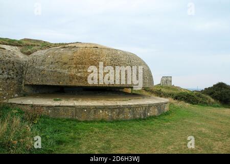 The fortification by the city of Fécamp in Normandy in France made during the second world war by the German army as a protection of the shore Stock Photo