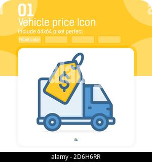vehicle price premiun icon with filled line style isolated on white background. Vector illustration sign symbol icon design for websites, mobile apps Stock Vector