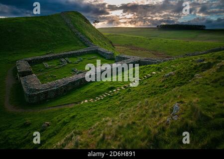 Hadrian's Wall, Mile Castle 39, Northumberland, England, UK Stock Photo