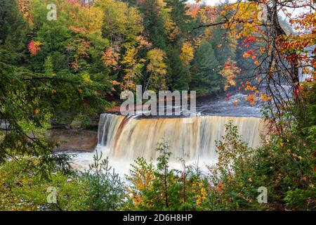 Upper Tahquamenon Falls, Tahquamenon Falls SP, Autumn, Michigan, USA by James D Coppinger/Dembinsky Photo Assoc Stock Photo