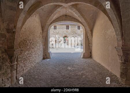 Baume-Les-Messieurs, France - 09 01 2020: View of the monastery of Baume Stock Photo